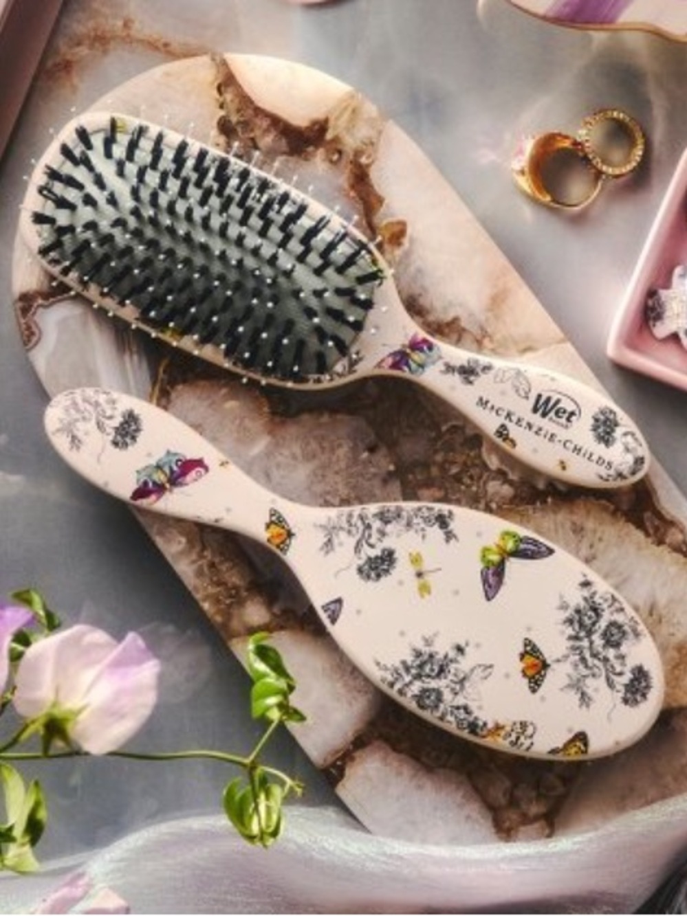NIB Wet Brush x MacKenzie Childs Shine Enhancer Hair Brush- Butterfly Toile